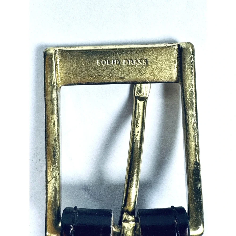 Dooney Bourke Belt Men 36 Brown Leather Wellington Calf Made in USA Brass Buckle